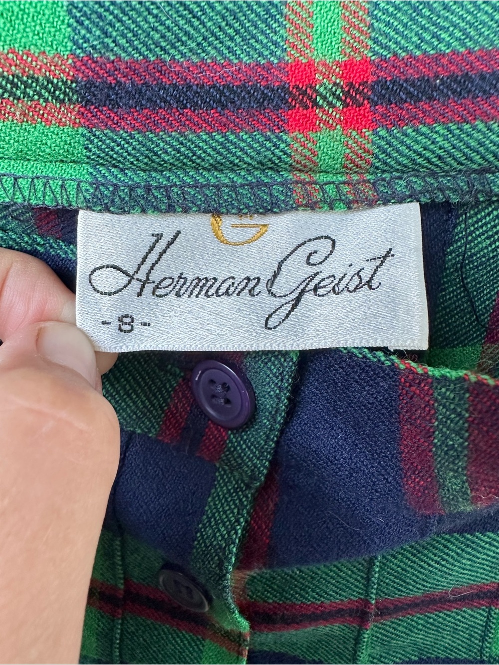 Herman Geist Vintage Tartan Plaid Pleated Button Front Midi Skirt XS 0 2 Preppy - Picture 6 of 6